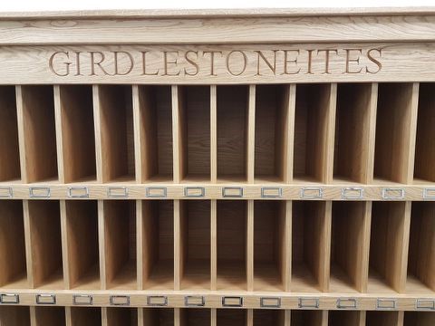 Carved Lettering on Cabinet 0n7213