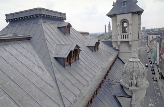 Lead sheet on a historic roof in Belgium